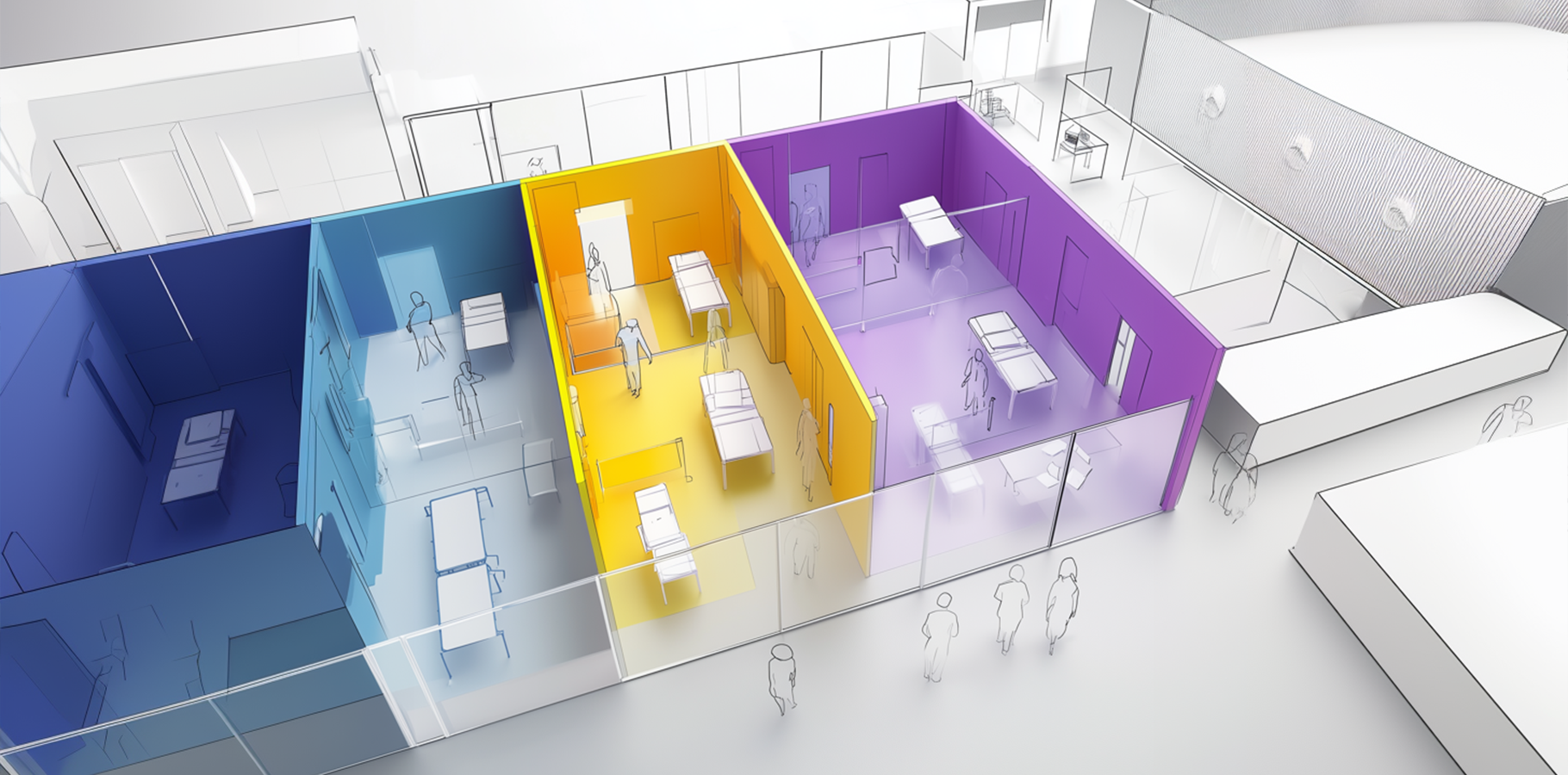 Institut de simulation hospitalière dans une école de santé, offrant des formations pratiques pour apprendre les métiers du design appliqué à l'environnement médical et à l'amélioration de l'expérience patient.