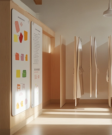 concevoir étape parcours ambulatoire vestiaire tenue chambre hopital